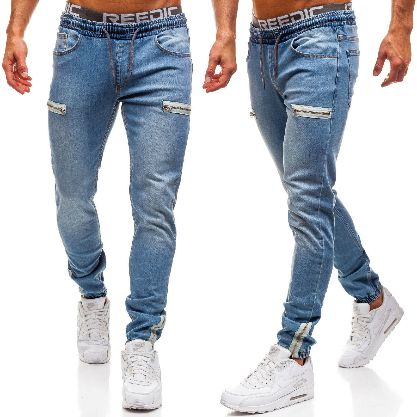 Skinny Jeans Ripped - Celana panjang jins kasual pria, celana