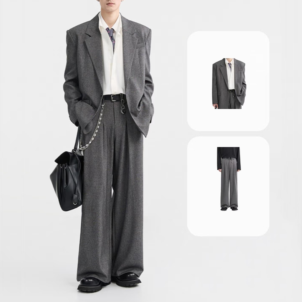 Setelan Dua Potong Pria Longga - Mens Fashion Dark Grey Pants ulasan dan harga