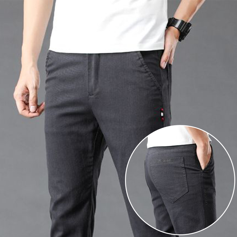 Celana Setelan Kasual Elastis - Mens Fashion Dark Grey Pants ulasan dan harga