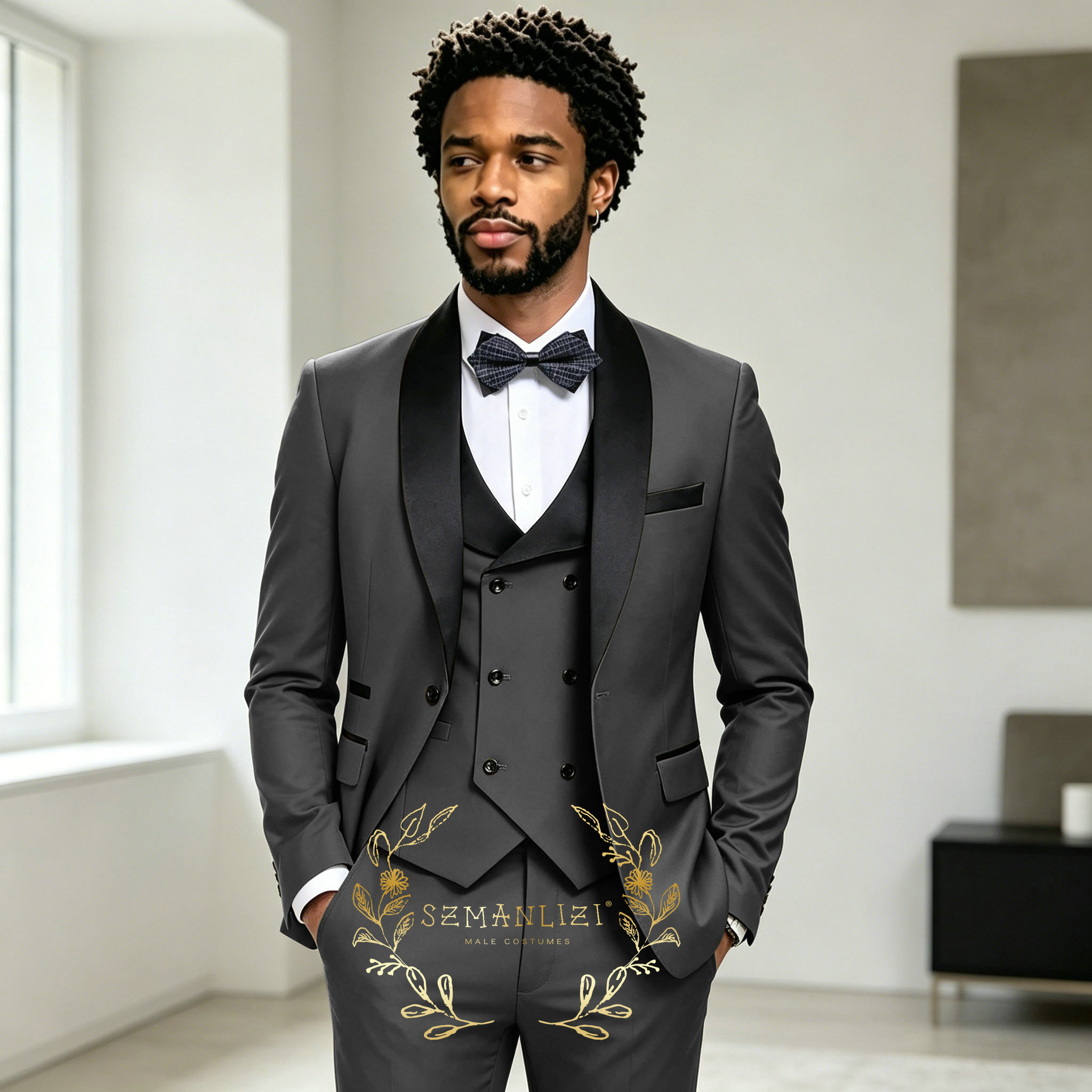 Jas Tuxedo Pria Abu-Abu Tua Un - Mens Fashion Dark Grey Pants ulasan dan harga