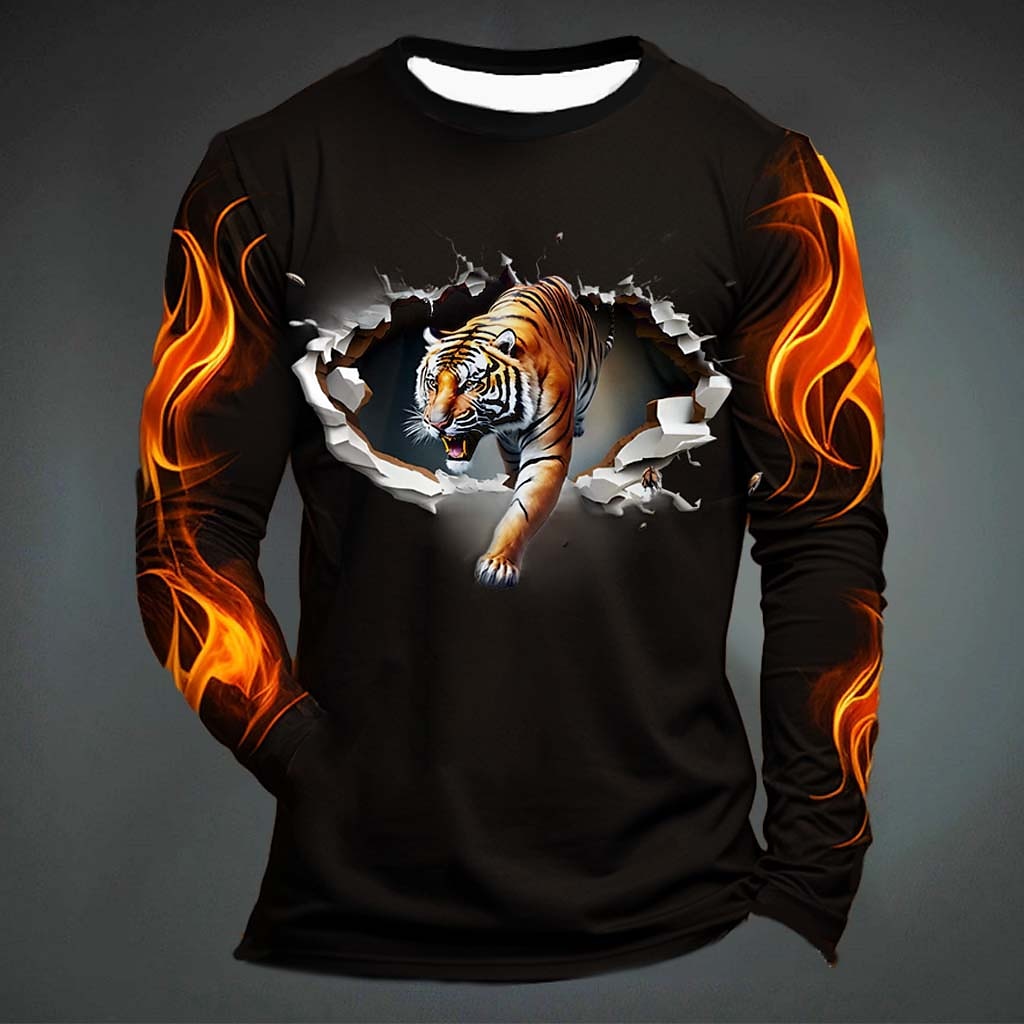 Men'S Spring Fashion - Kaos Oblong Pria Motif Harimau Lucu,