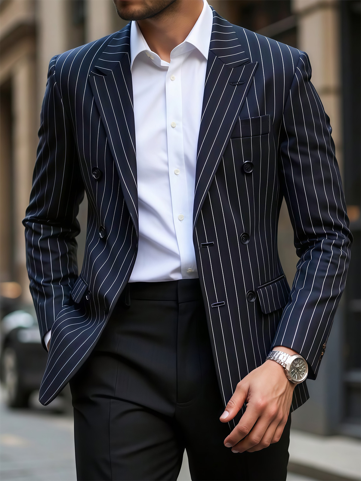 AnnieBritney Setelan Garis Bir - Slim Fit Blazer Men ulasan dan harga