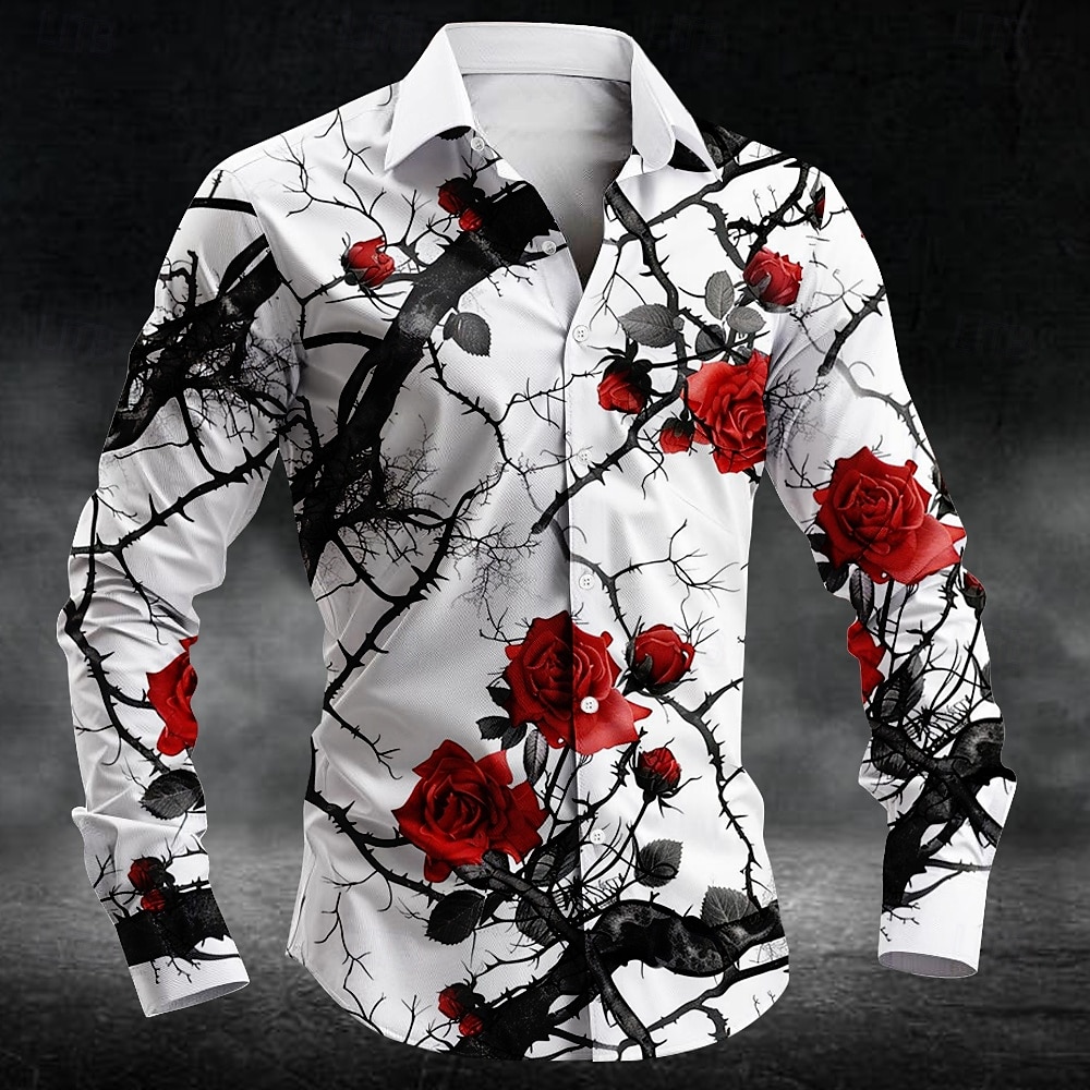 Queer Men'S Fashion - Kemeja Pria Lengan Panjang Motif Bunga
