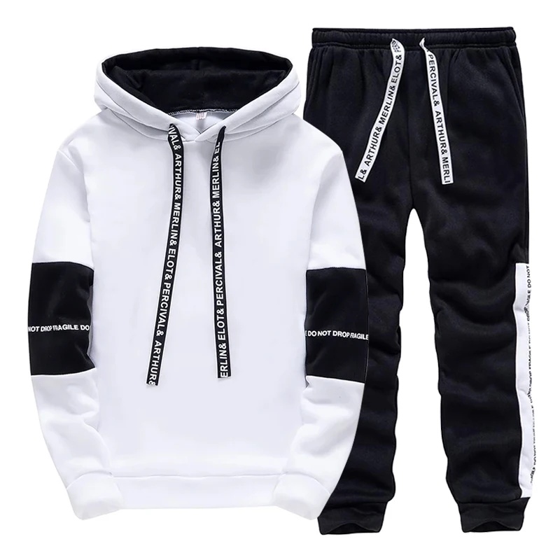 Setelan Olahraga Pria Hitam Pu - Men'S Fashion Hoodie ulasan dan harga