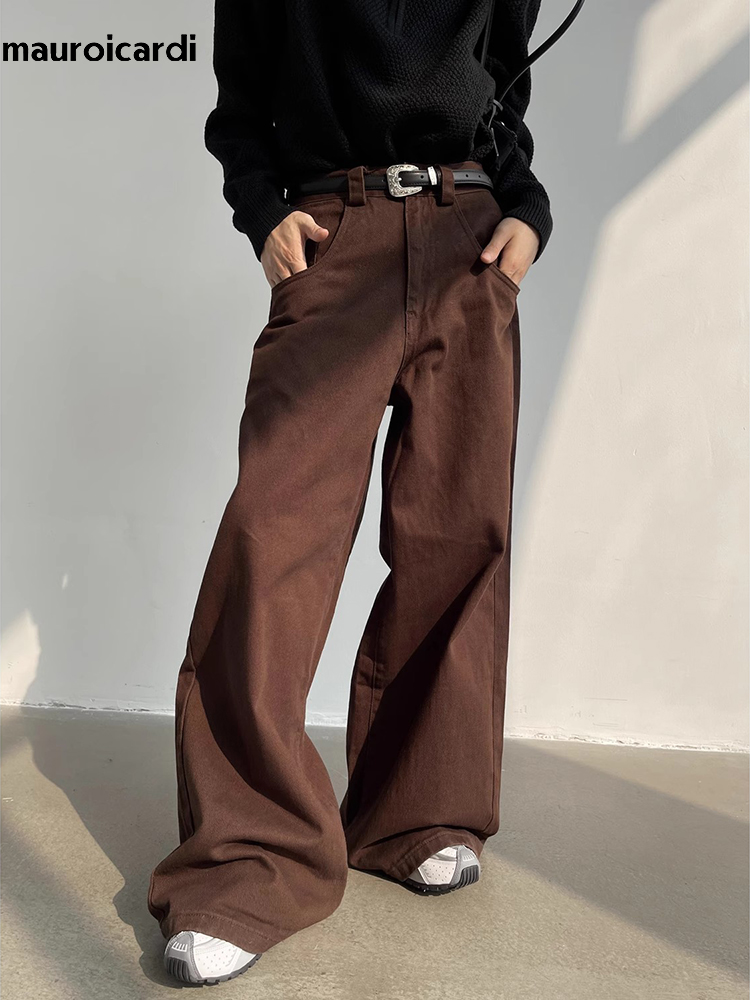 Mauroicardi celana kaki lebar  - Mens Fashion Dark Grey Pants ulasan dan harga