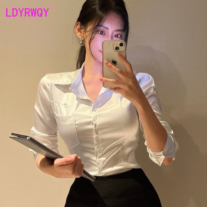 Kemeja lengan panjang Satin ke - Polo Shirt Slim ulasan dan harga
