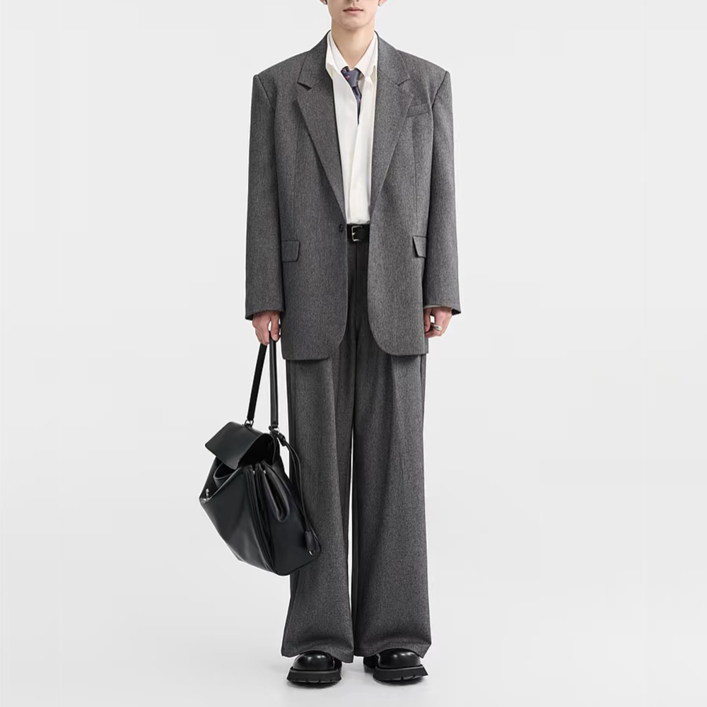 Setelan Dua Potong Pria Longga - Mens Fashion Dark Grey Pants ulasan dan harga