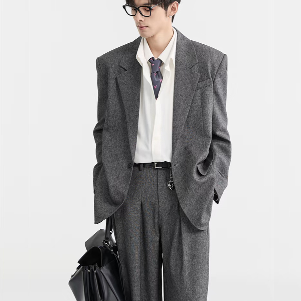 Setelan Dua Potong Pria Longga - Mens Fashion Dark Grey Pants ulasan dan harga