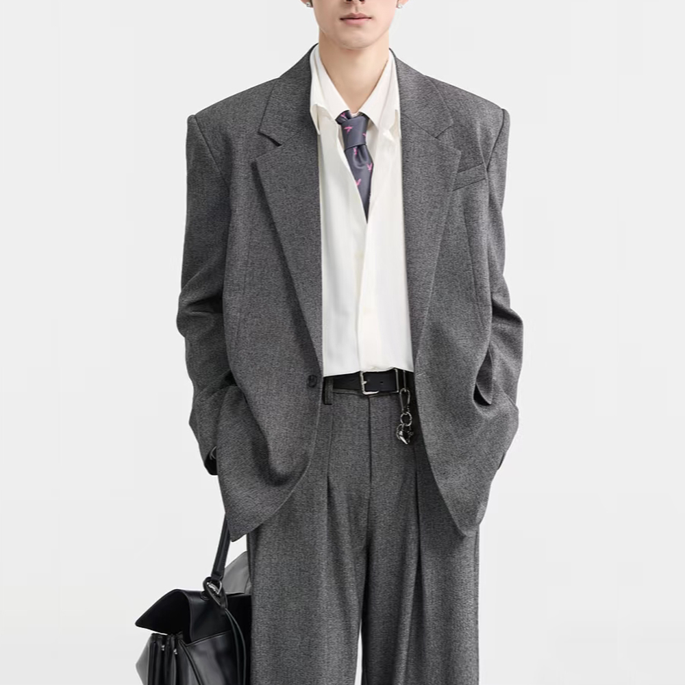 Setelan Dua Potong Pria Longga - Mens Fashion Dark Grey Pants ulasan dan harga