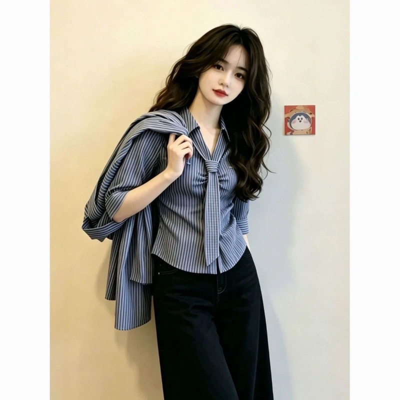 Blus Elegan Bergaris Ramping L - Polo Shirt Slim ulasan dan harga