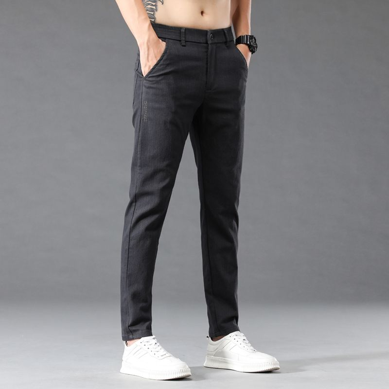 Celana Setelan Kasual Elastis  - Mens Fashion Dark Grey Pants ulasan dan harga