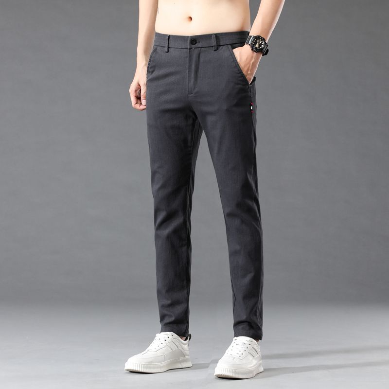 Celana Setelan Kasual Elastis  - Mens Fashion Dark Grey Pants ulasan dan harga