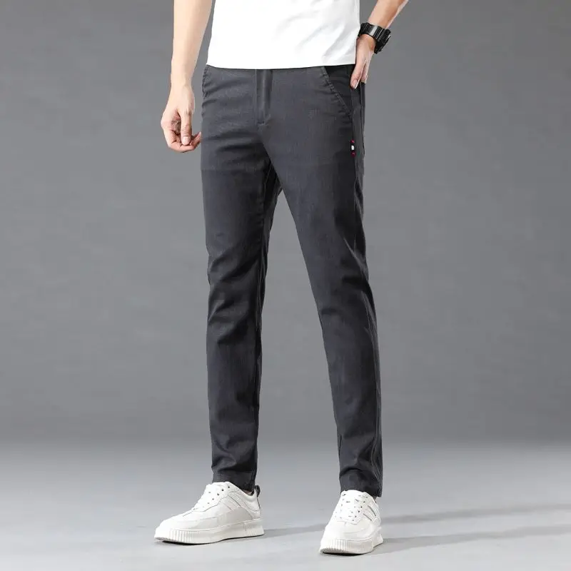 Celana Setelan Kasual Elastis  - Mens Fashion Dark Grey Pants ulasan dan harga
