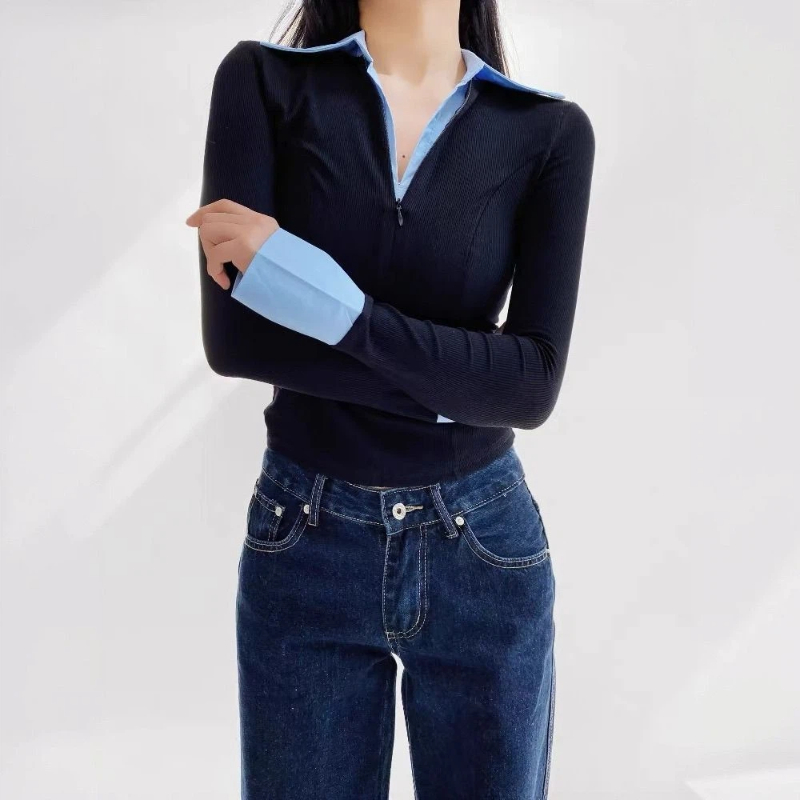 Atasan Kemeja Kantor Patchwork - Polo Shirt Slim ulasan dan harga
