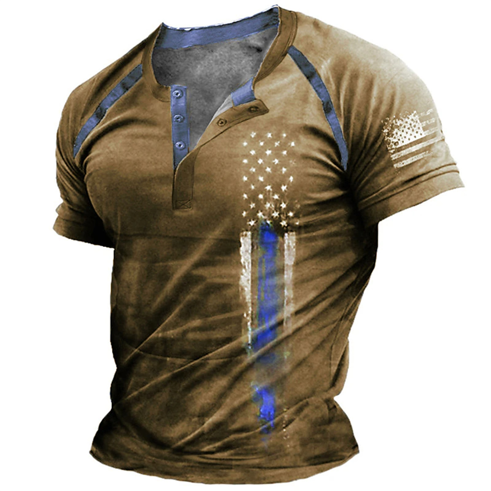 Kaos Henry Pria Motif Bendera  - Queer Men'S Fashion ulasan dan harga