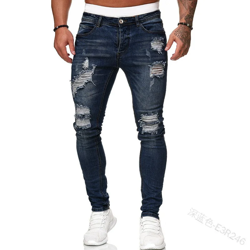 Celana Jeans Pria Robek Celana - Skinny Jeans Ripped ulasan dan harga