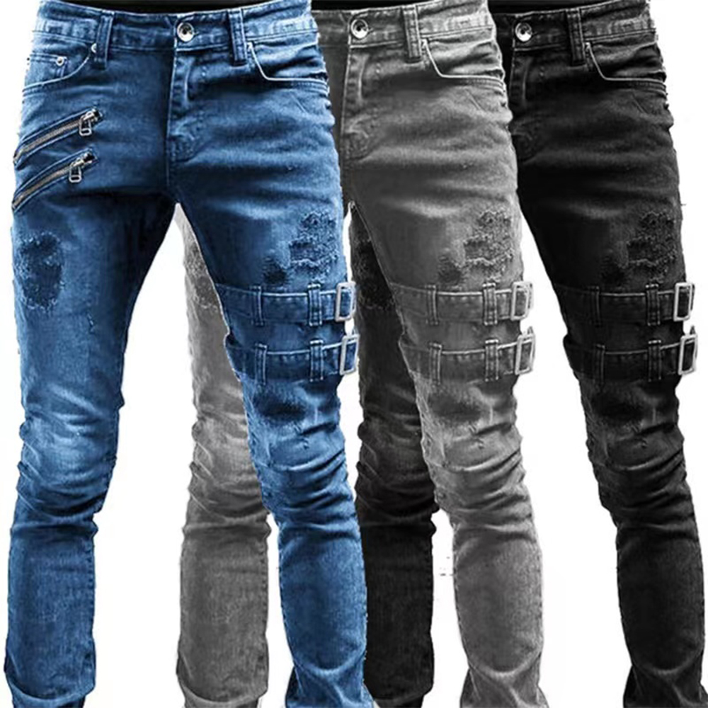 Celana Jin elastis lurus penge - Skinny Jeans Ripped ulasan dan harga